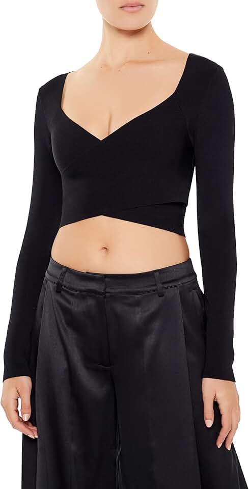 Women's Knit Crossover Crop Sweater