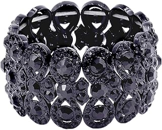 Infinity-shaped rhinestone stretch bracelet for evening wear