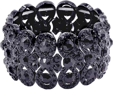 Infinity-shaped rhinestone stretch bracelet for evening wear