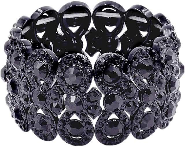 Infinity-shaped rhinestone stretch bracelet for evening wear