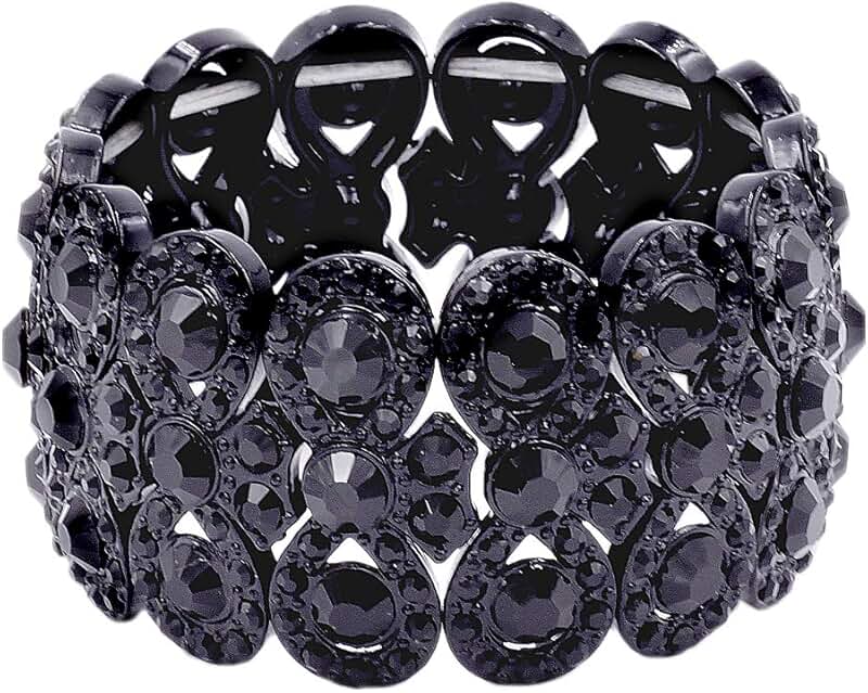 Infinity-shaped rhinestone stretch bracelet for evening wear