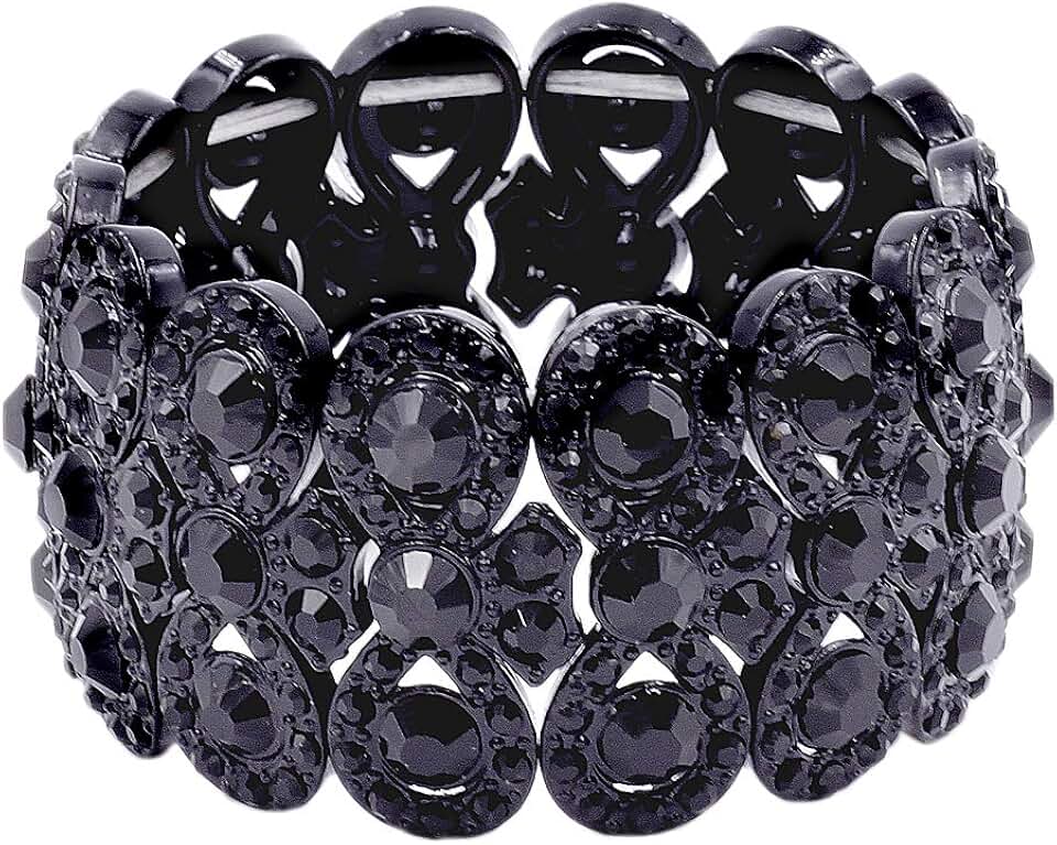 Infinity-shaped rhinestone stretch bracelet for evening wear