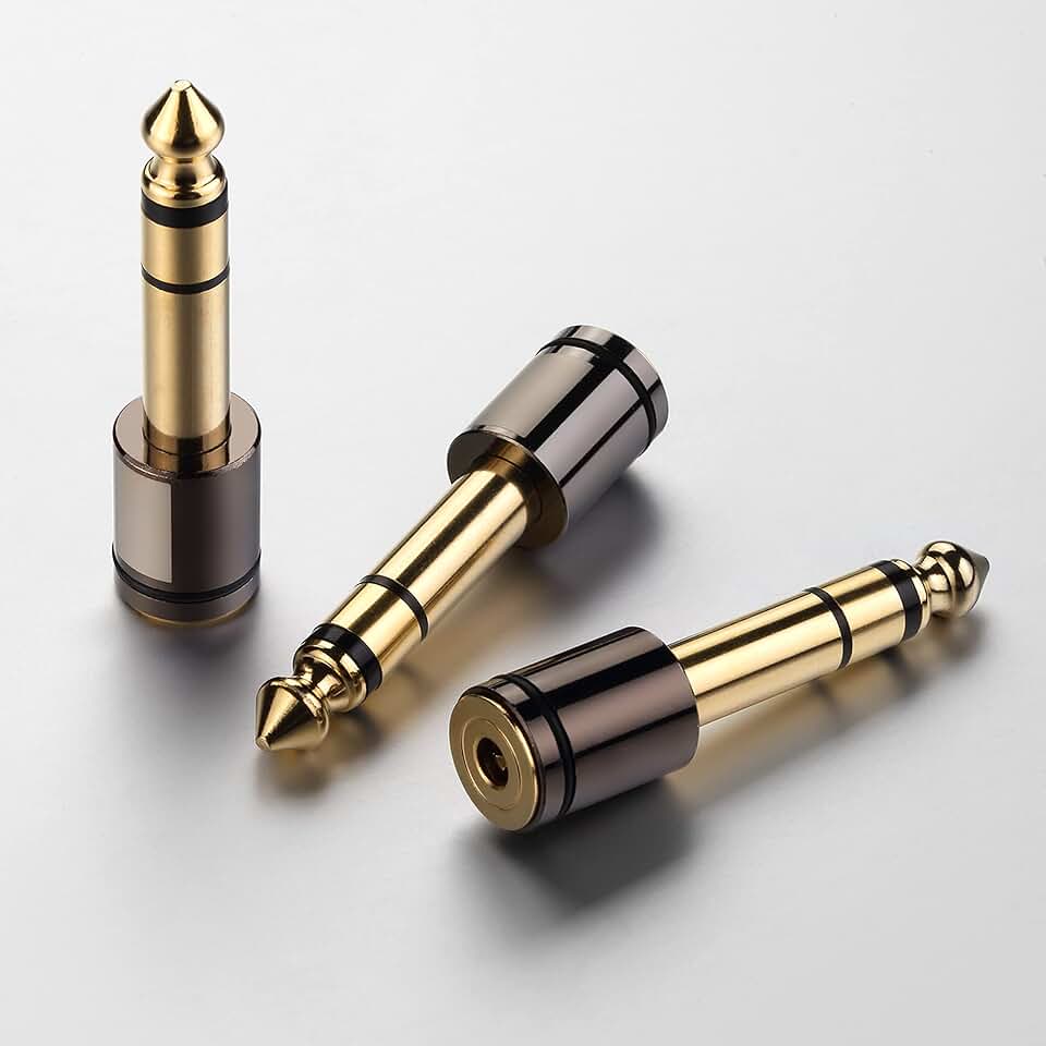 Three-piece 6.35mm to 3.5mm stereo audio adapters