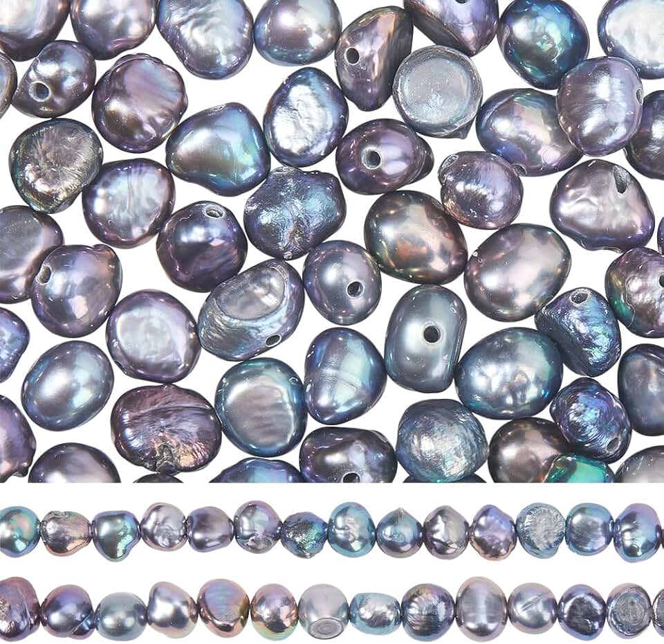 About 120pcs Black Pearl Nugget Beads for Jewelry Making