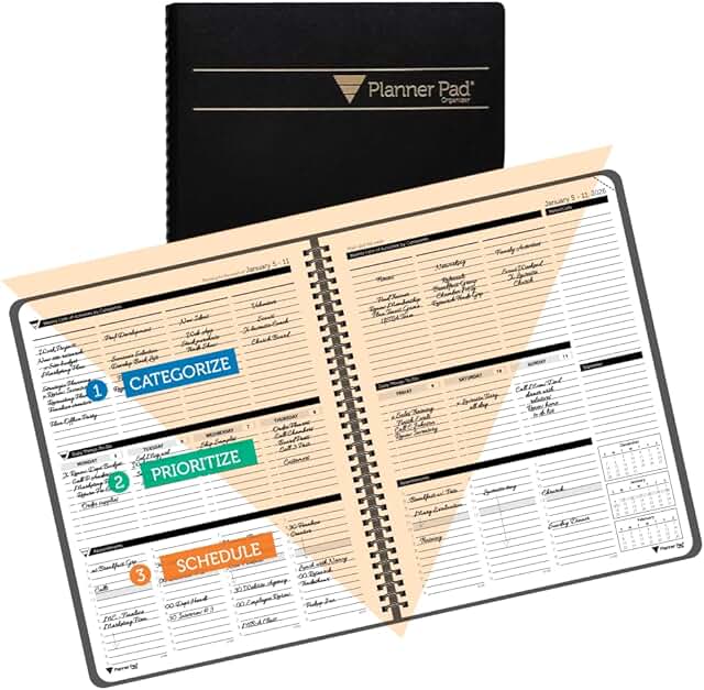 Spiral Bound 2026 Weekly Planner, 8.5 x 11, Black