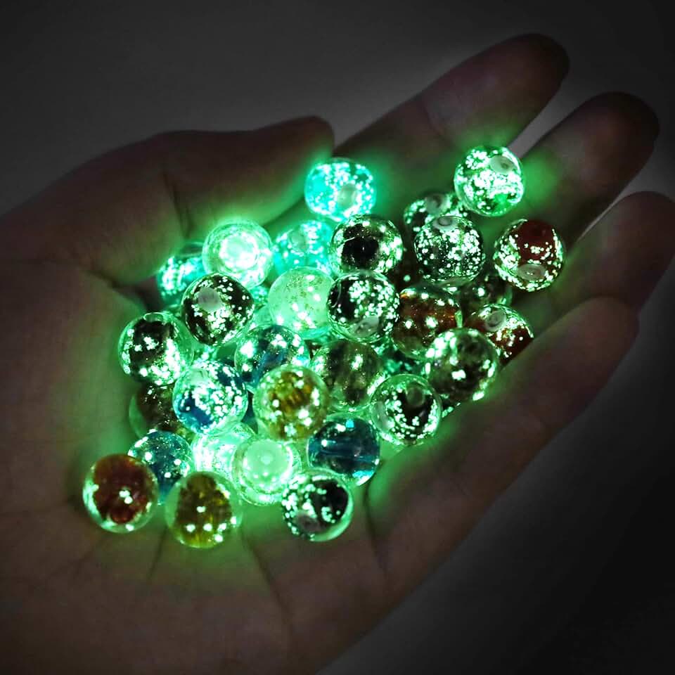 12mm Glow-in-the-Dark Glass Beads, 40pcs for Jewelry Making