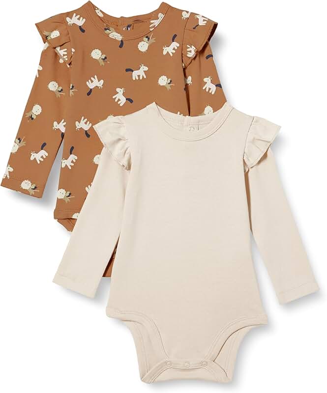 Baby Girls' Long-Sleeved Ruffle Bodysuits