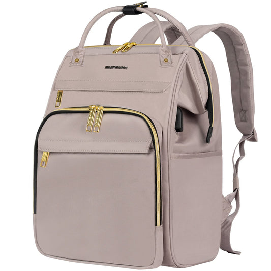 Light Dusty Pink Laptop Backpack for Women, 15.6-16.2 Inch, Water-Resistant with USB Port and RFID Blocking