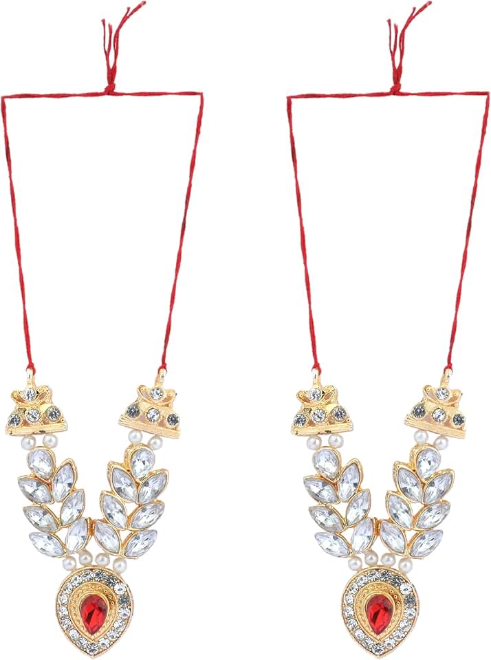 Set of 2 White Mala Moti Beads for Religious Puja