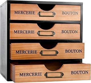 Small Wooden Desk Organizer with Four Drawers