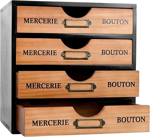 Small Wooden Desk Organizer with Four Drawers