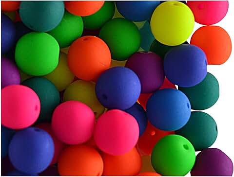 100 Neon Glass Round Beads for Jewelry Making
