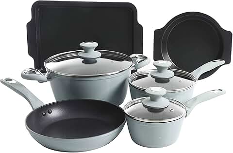 12-Piece Dusty Blue Aluminum Cookware Set