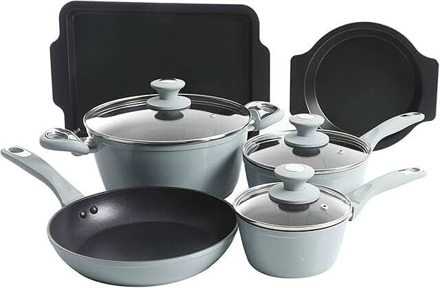 12-Piece Dusty Blue Aluminum Cookware Set