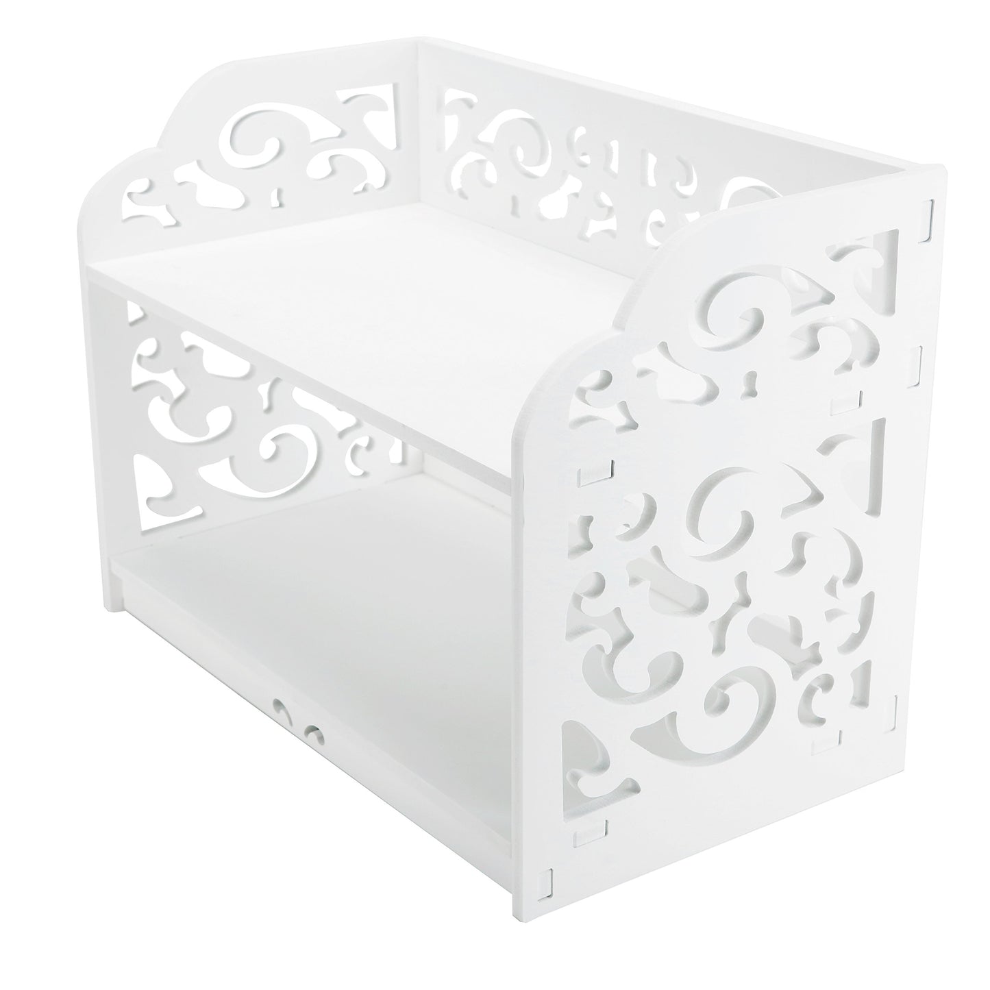 Two-Tier White Desktop Bookshelf Organizer
