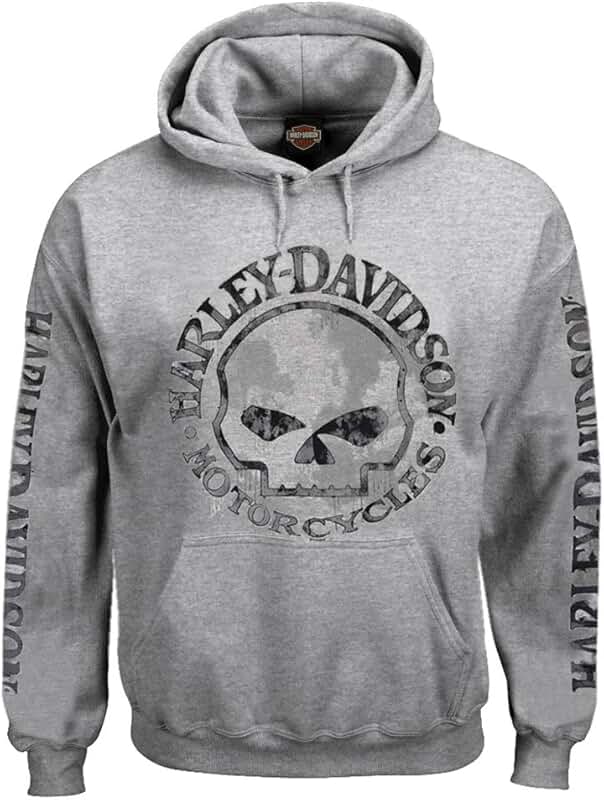 Men's Gray Hooded Sweatshirt with Skull Design