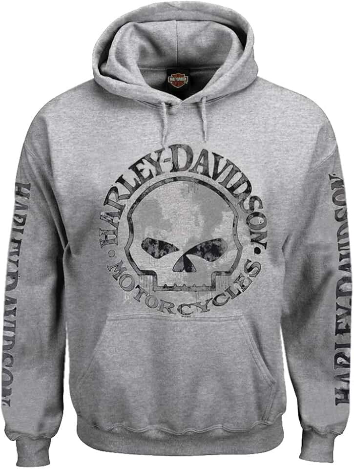 Men's Gray Hooded Sweatshirt with Skull Design