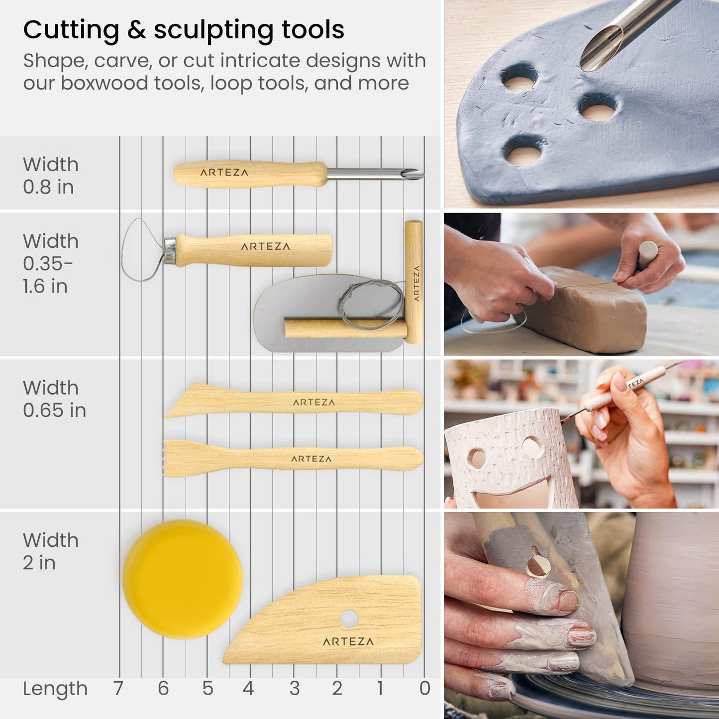 Polymer Clay Sculpting Set - 42-Piece Tools with Wooden Handles