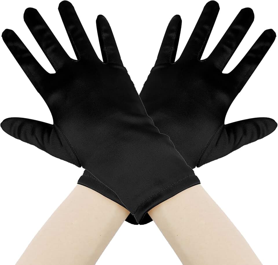 Short satin opera gloves for women