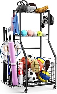 Garage Sports Equipment Organizer with Wheels