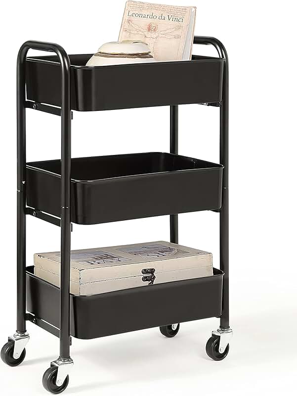Three-Tier Compact Rolling Metal Storage Cart