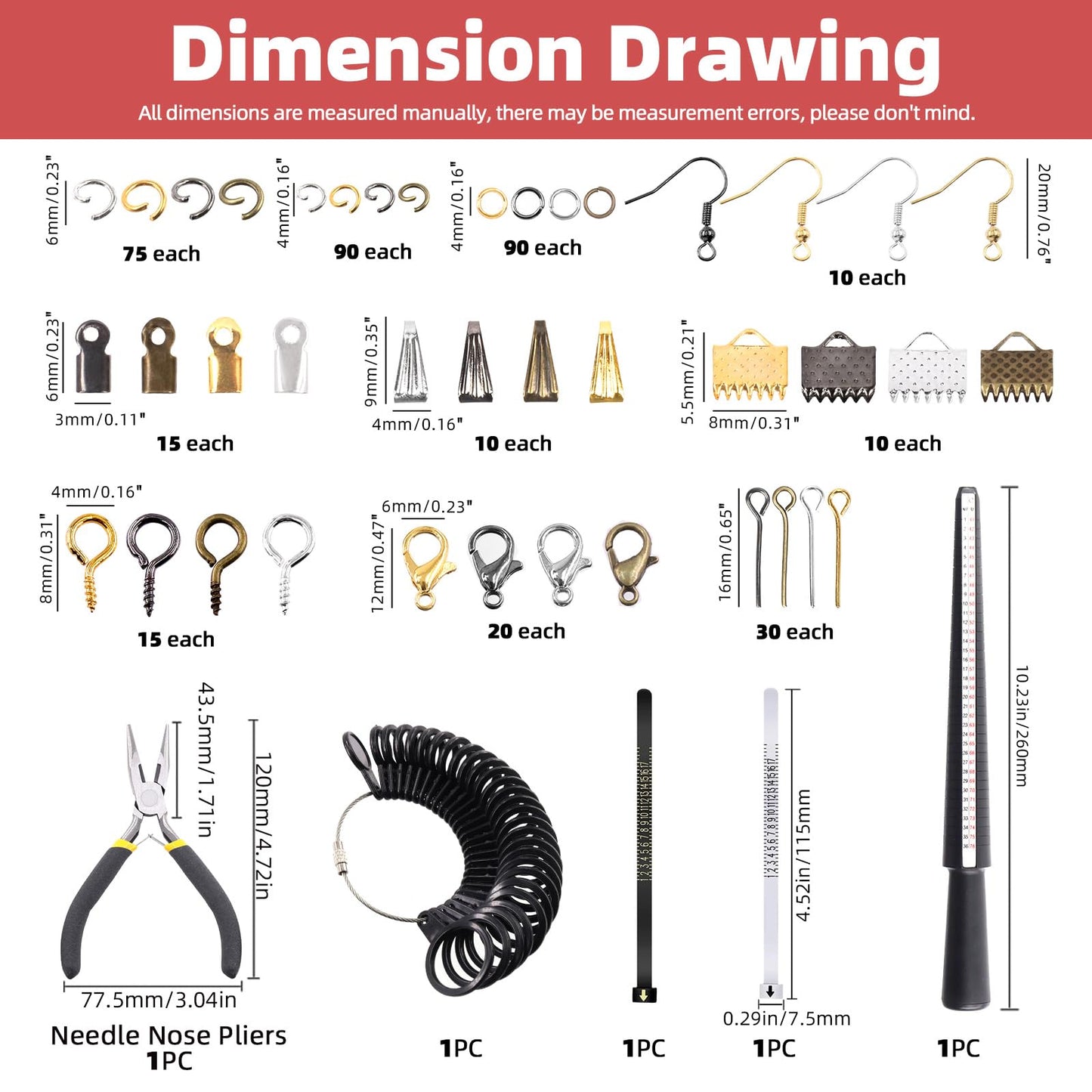 Comprehensive Jewelry Making Supplies Kit with Ring Sizer and Tools