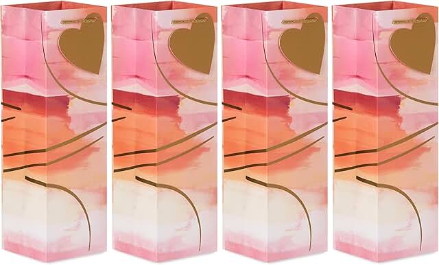 Set of 4 colorful gift bags with heart tags