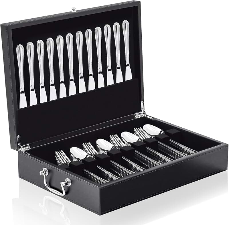Leather Flatware Storage Box with Lid