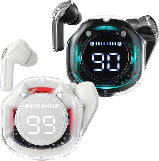 Black and White Wireless Sports Earbuds with Charging Case