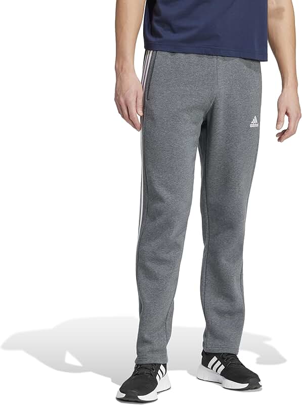 Men's Dark Grey Heather Fleece Open Hem Pants, Large