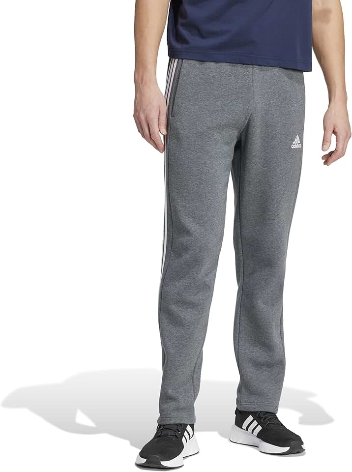 Men's Dark Grey Heather Fleece Open Hem Pants, Large