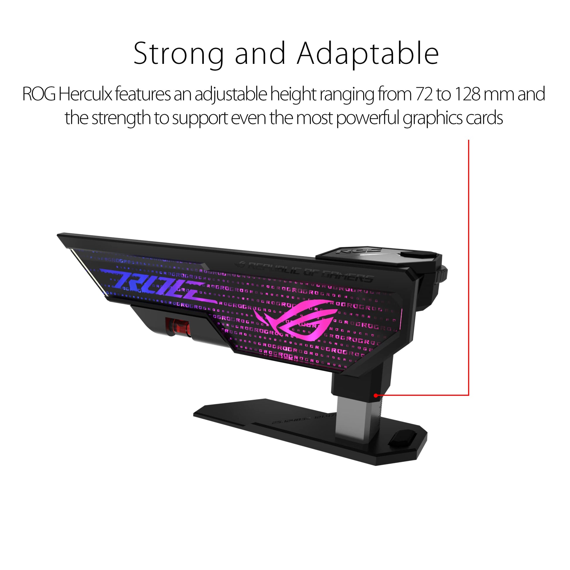 ROG Herculx Graphics Card Anti-Sag Holder Bracket (Solid Zinc Alloy Construction, Easy Toolless Installation, Included Spirit Level, Adjustable Height, Wide Compatibility, Aura Sync RGB)