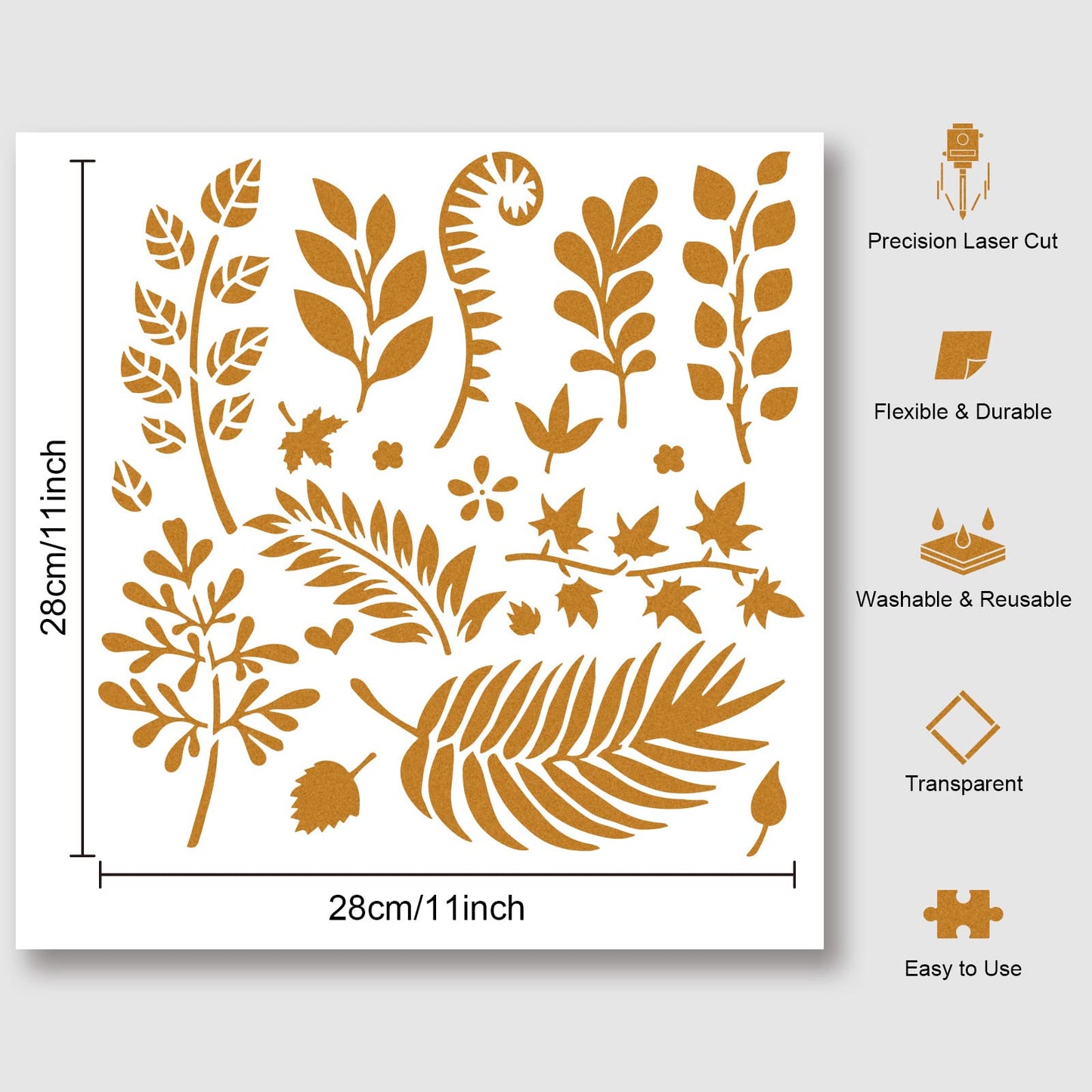 Reusable Leaf Stencils Set 11.8x11.8 Inches