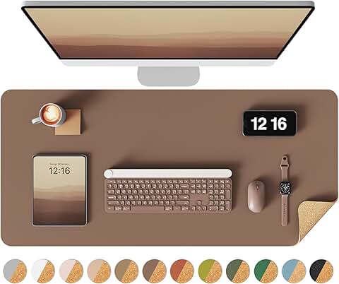 Large Double-Sided Leather and Cork Desk Mat