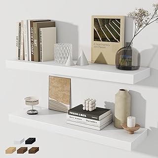 Set of two 30-inch rustic wooden wall shelves