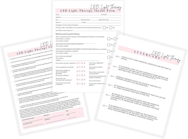 LED Light Therapy Client Consent and Aftercare Forms