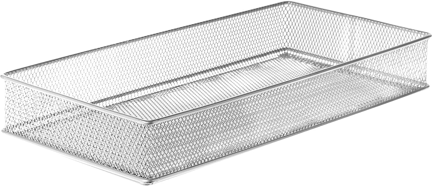 Silver Mesh Drawer and Shelf Organizer Bins