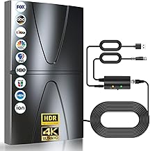 Indoor/outdoor TV antenna with 2800+ miles range and 38ft cable