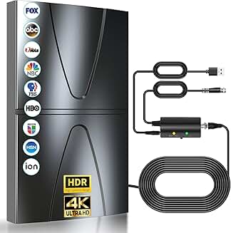 Indoor/outdoor TV antenna with 2800+ miles range and 38ft cable