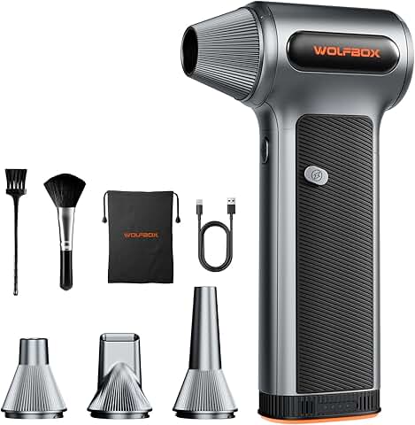 Compressed Air Duster with Removable Battery and Nozzles