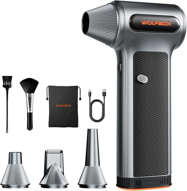 Compressed Air Duster with Removable Battery and Nozzles