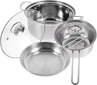 Stainless Steel Cookware Set with Soup Pot and Frying Pan