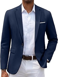 Men's Slim Fit Casual Blazer with One Button