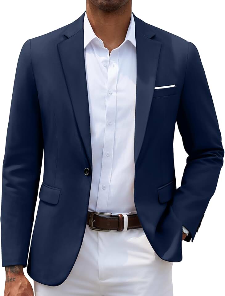 Men's Slim Fit Casual Blazer with One Button