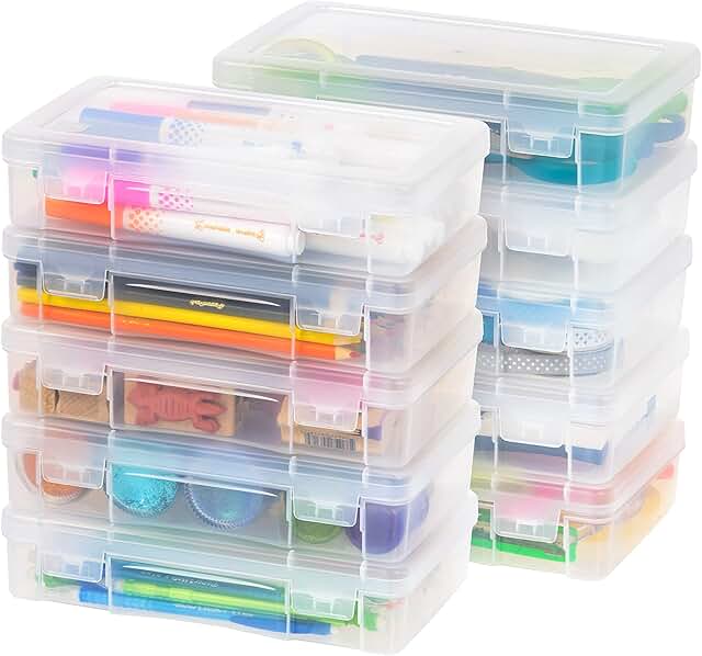 10-pack clear plastic pencil cases with snap lids