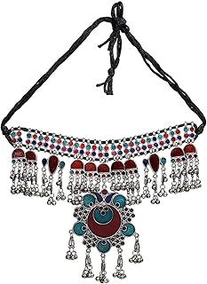 Antique Silver Ethnic Indian Boho Tribal Necklace
