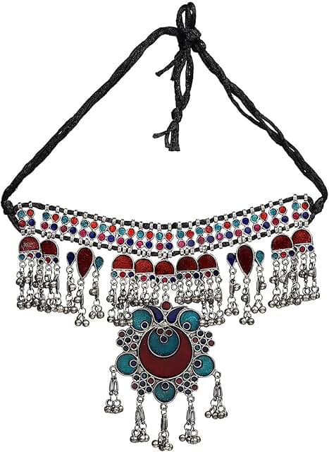 Antique Silver Ethnic Indian Boho Tribal Necklace
