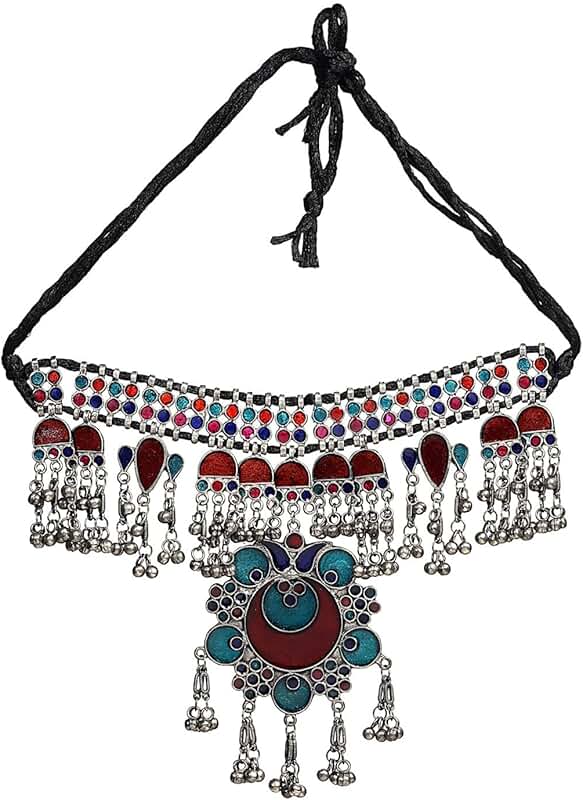 Antique Silver Ethnic Indian Boho Tribal Necklace