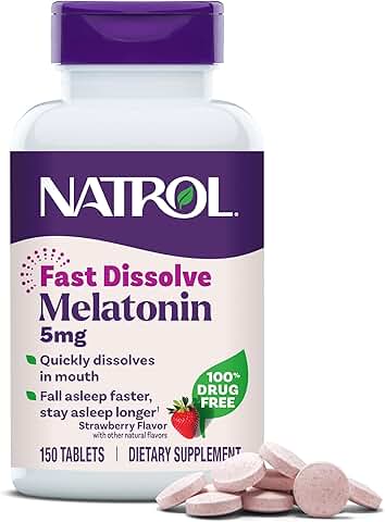 Melatonin 5mg Fast Dissolve Tablets for Sleep, Strawberry, 150 Count