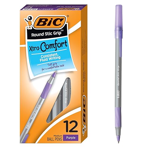 Purple 12-Pack Comfort Grip Ballpoint Pens